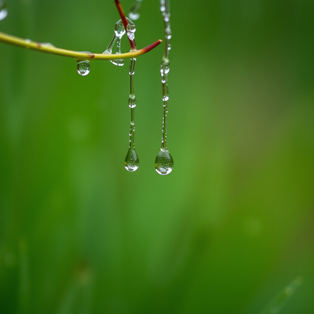 Raindrops falling down, macro photography, natural scenery, high definition, large scene,