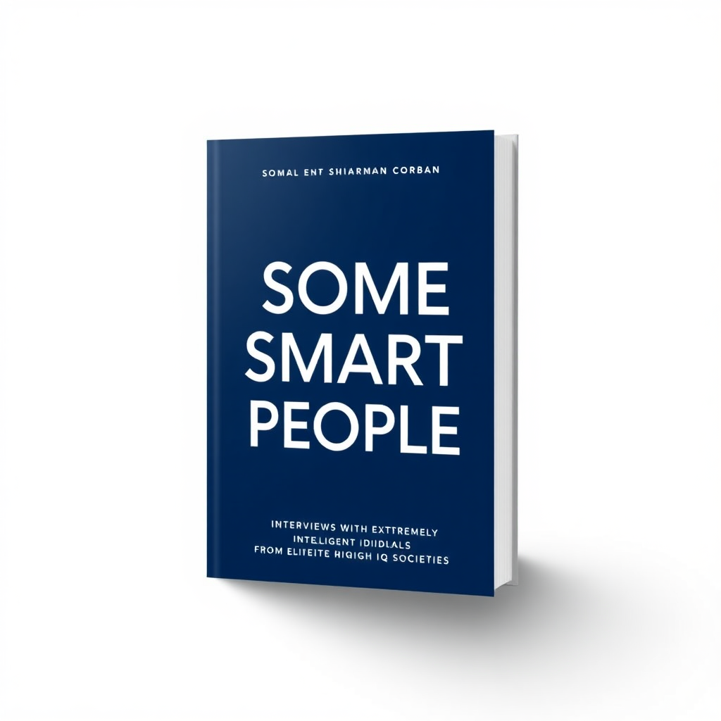 Make the cover art for an e-book about interviews with extremely intelligent individuals from elite high IQ societies. It's called "Some Smart People". It needs to be refined, elegant, somewhat minimalistic but compelling and awe-inspiring.