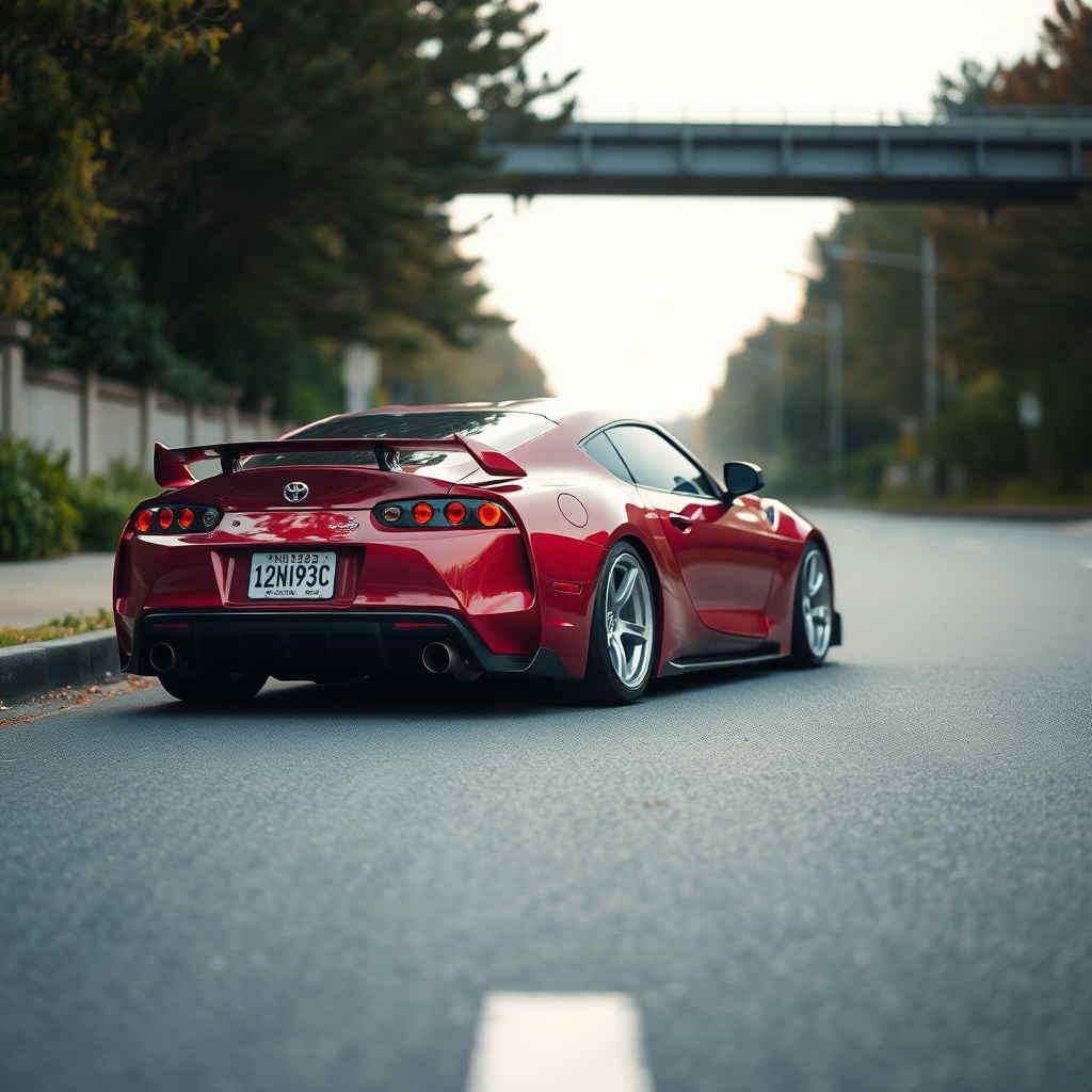 toyota supra the car is parked on the side of the road, inspired by Taiyō Matsumoto, tumblr, restomod, nd4, c4