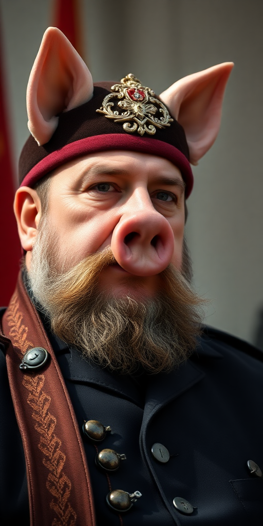 Ramzan Kadyrov with pig nose, pig ears.