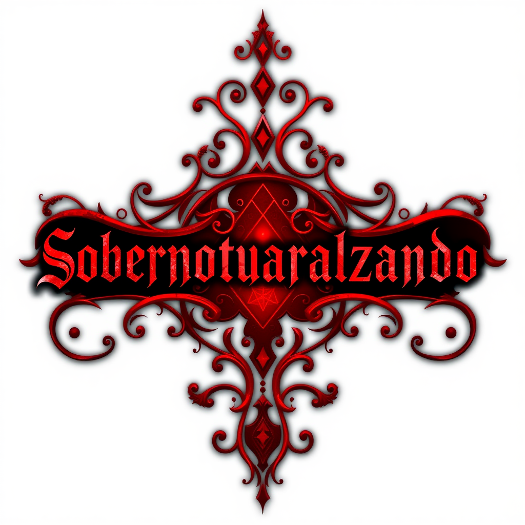 A mesmerizing logo for a YouTube channel named "Sobrenaturalizando" featuring striking details in blood-red hues. The design depicts a dark, supernatural theme with a gothic twist. The logo showcases intricate swirls and mystical symbols in vibrant shades of crimson, adding a sense of mystery and intrigue. This visually captivating image seamlessly blends the macabre with elegance, inviting viewers into a world of supernatural wonders. The quality of this logo is outstanding, with sharp lines and rich colors that make it truly stand out.