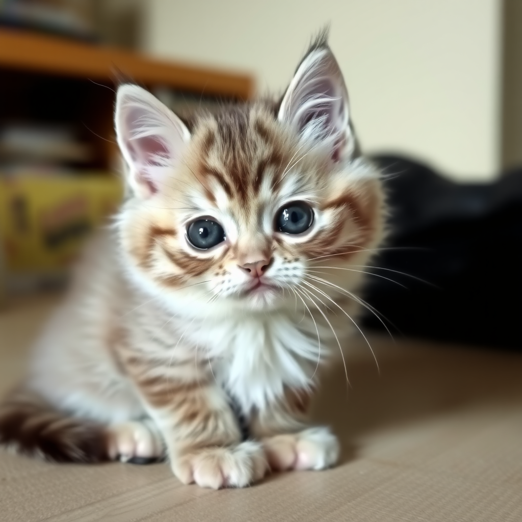 Silver Shaded chubby kitten, so cute, smartphone photography style.