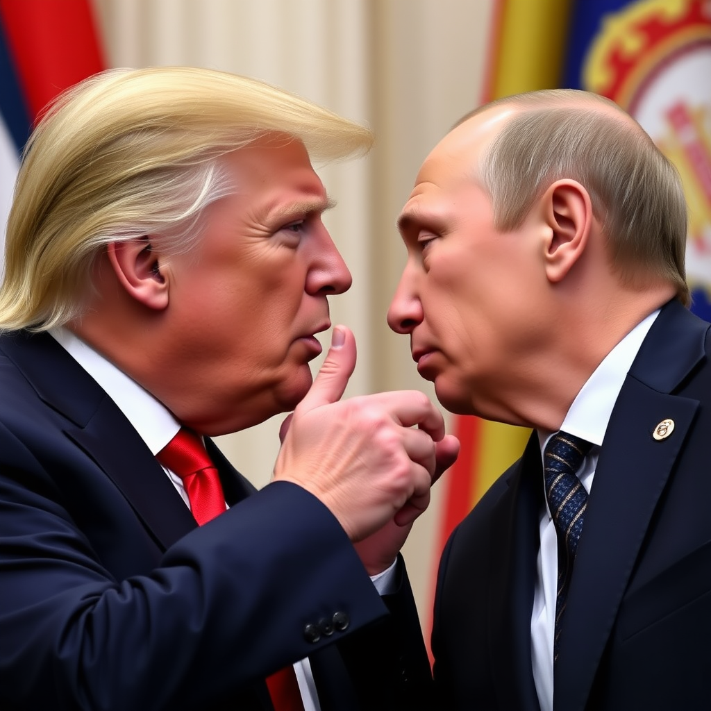 Donald Trump and Vladimir Putin tongue-kissing