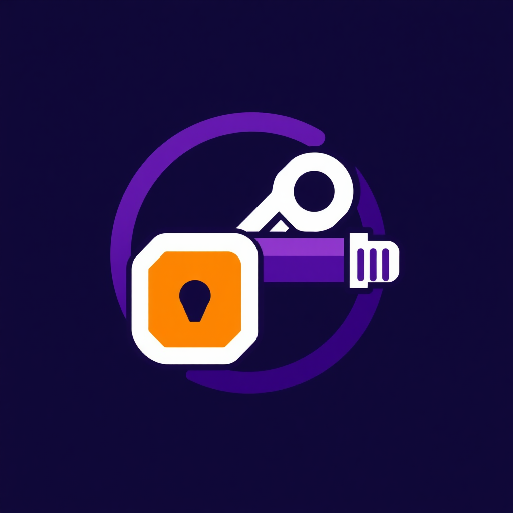 Purple orange white Logo representing an Encryption & Decryption tool.