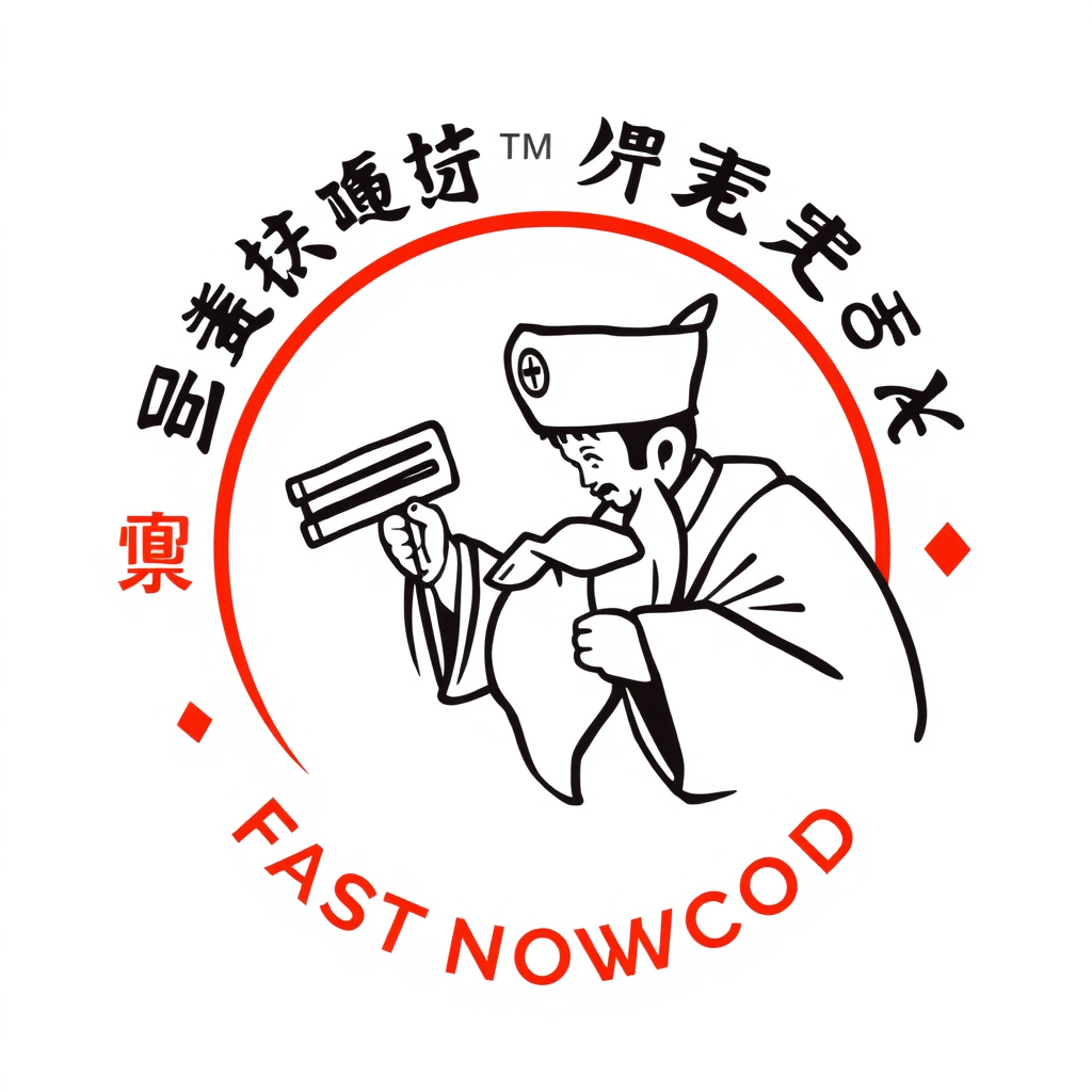 Draw a logo for a Chinese old master fast food restaurant.