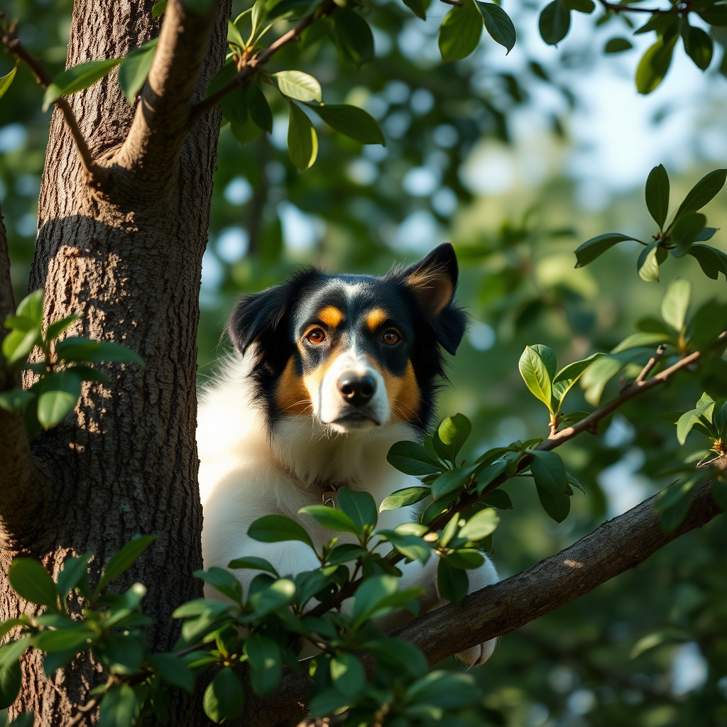 a dog in a tree