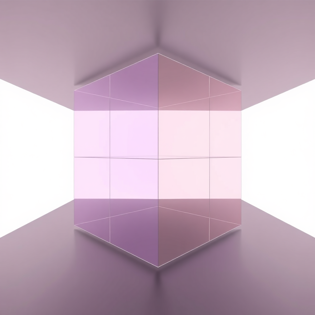 a photo of a 4 dimensional cube that is intersecting our 3 dimensions of space, but not orthogonality.