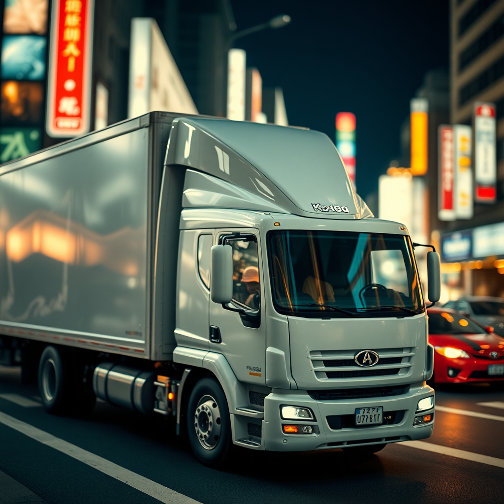 futuristic koeniggseg truck, inspired, tokyo traffic, portrait bokeh