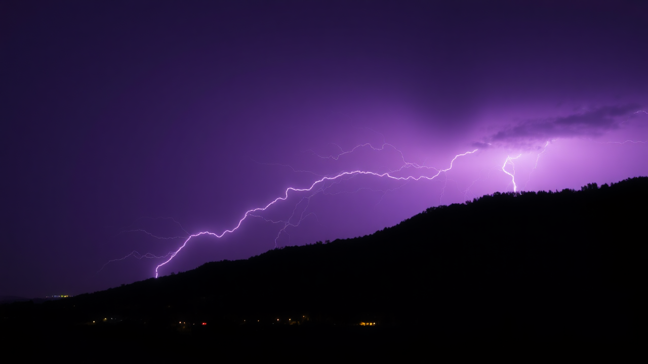 photo, nature, lightning, purple sky,