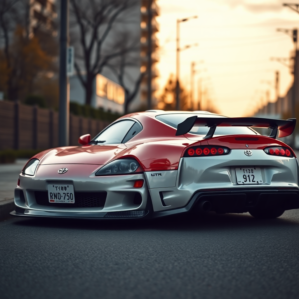 toyota supra the car is parked on the side of the road, inspired by Taiyō Matsumoto, tumblr, restomod, nd4, c4