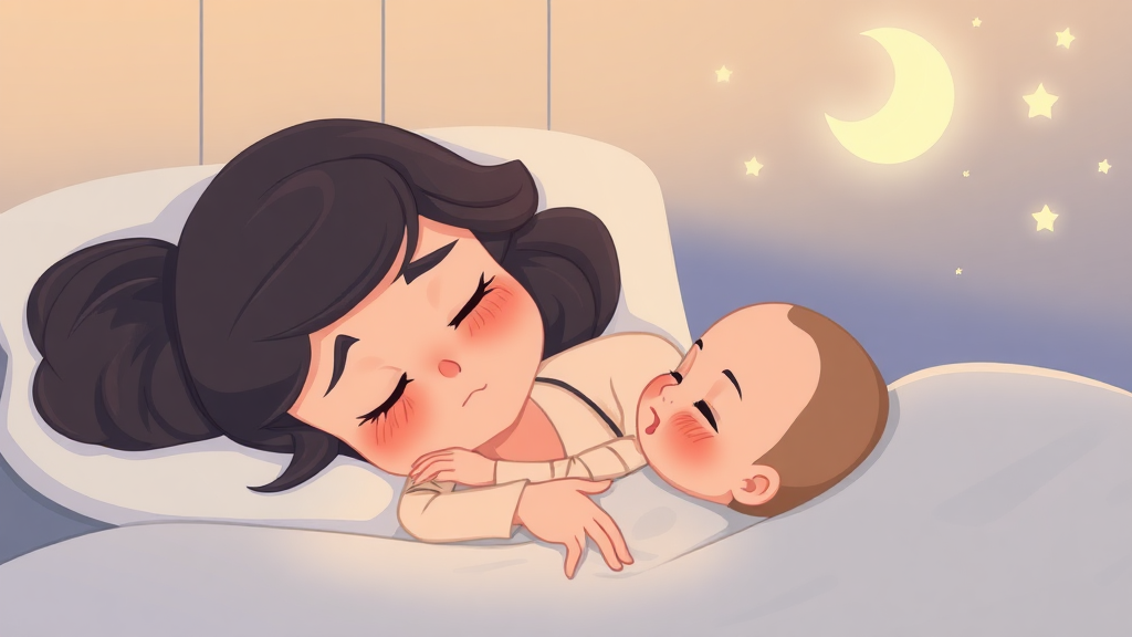 A mother trying to sleep a little baby animation