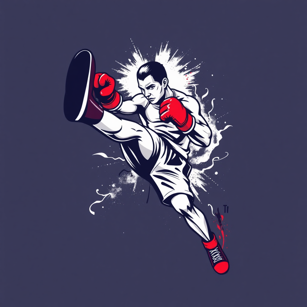 art with kickboxing motives that is for t-shirt. Clean but sharp. Streetwear style