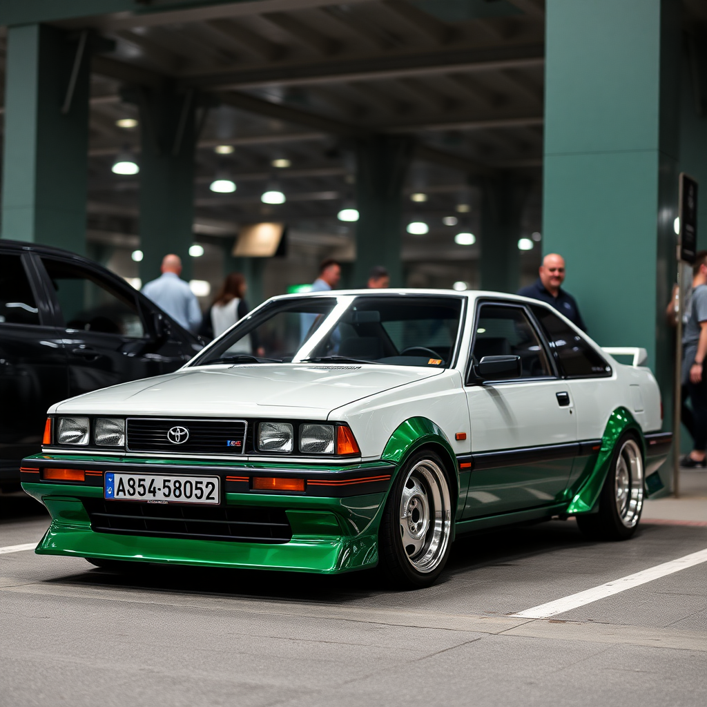 Emerald chrome Toyota Trueno tuning in Budapest at Keleti pályaudvar.