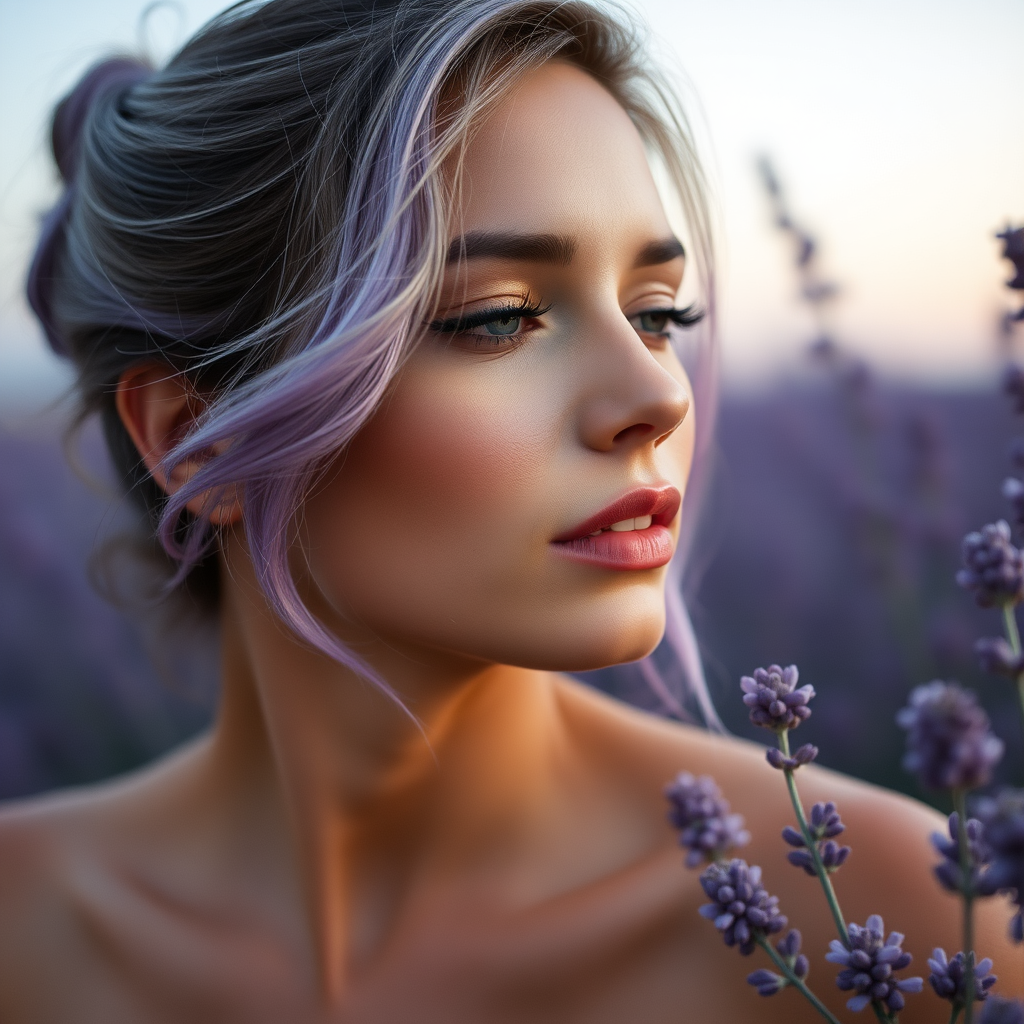 a woman, lavender tone.