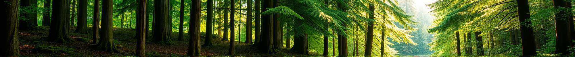 (A dense, lush forest), with towering evergreen trees reaching up towards the sky, their branches heavy with verdant foliage. The forest floor is carpeted with a thick layer of moss and fallen leaves, creating a soft, spongy surface. Sunlight filters through the canopy, casting a warm, dappled glow across the scene. In the distance, the faint sound of a babbling brook can be heard, and the occasional flutter of bird wings adds to the serene ambiance.