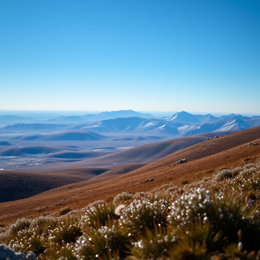 iridescent, glittering, panoramic landscape, focus stacking