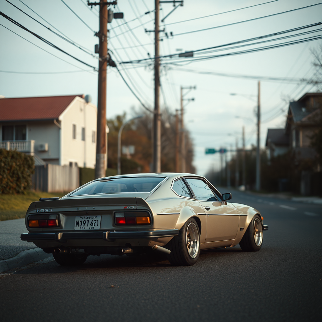 the car is parked on the side of the road, inspired by Taiyō Matsumoto, tumblr, restomod, nd4, c4