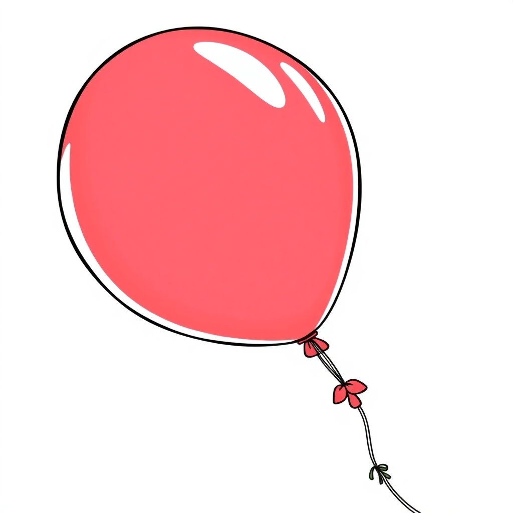 a red balloon, tense fabric, massive protruding bulge in the balloon, side view, 2D, caricature, cartoon, Sketch lines, coloring book, coloring book style on white background, well composed, clean coloring book page, No dither, no gradient, strong outline, No fill, No solids, vector illustration, realistic proportions