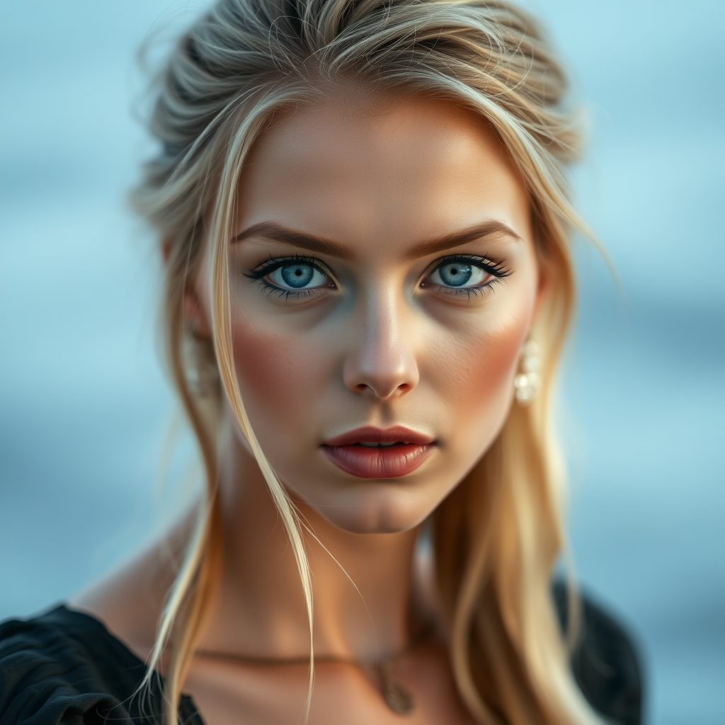 A beautiful woman, with blue eyes