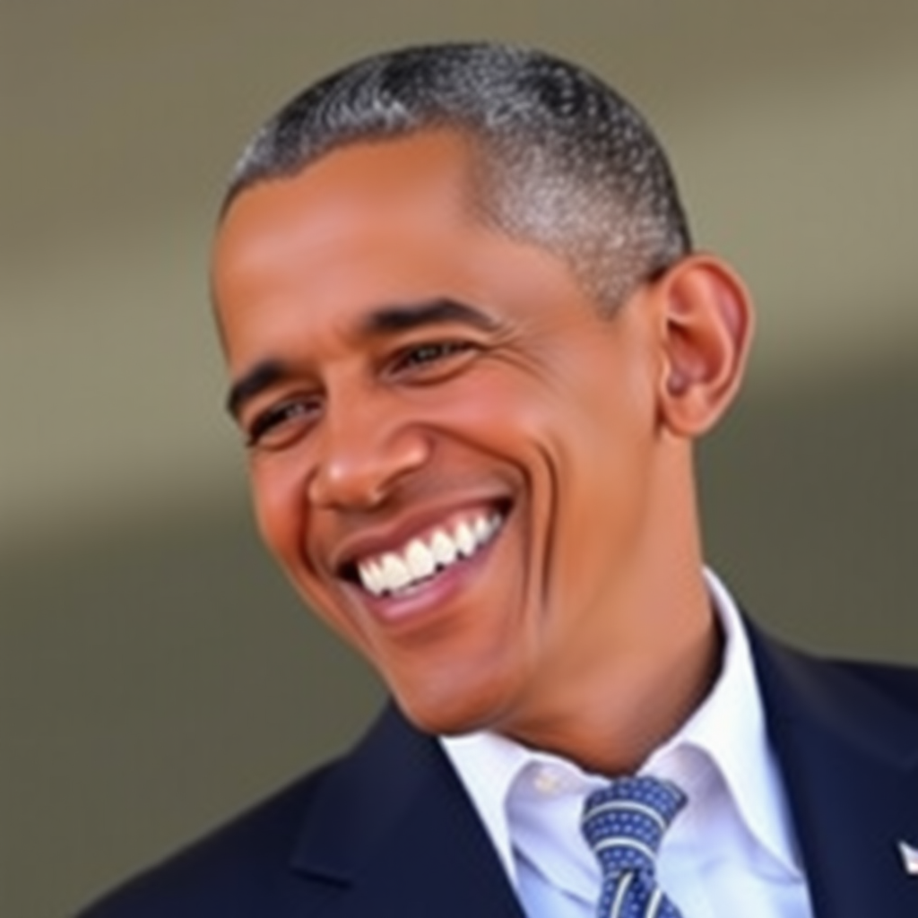 President Obama smiling.