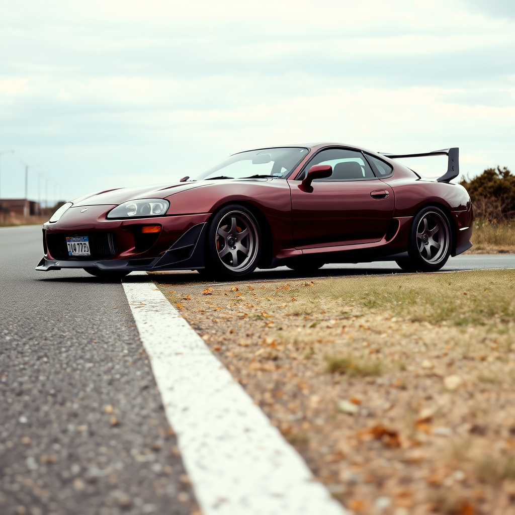 toyota supra the car is parked on the side of the road, inspired by Taiyō Matsumoto, tumblr, restomod, nd4, c4