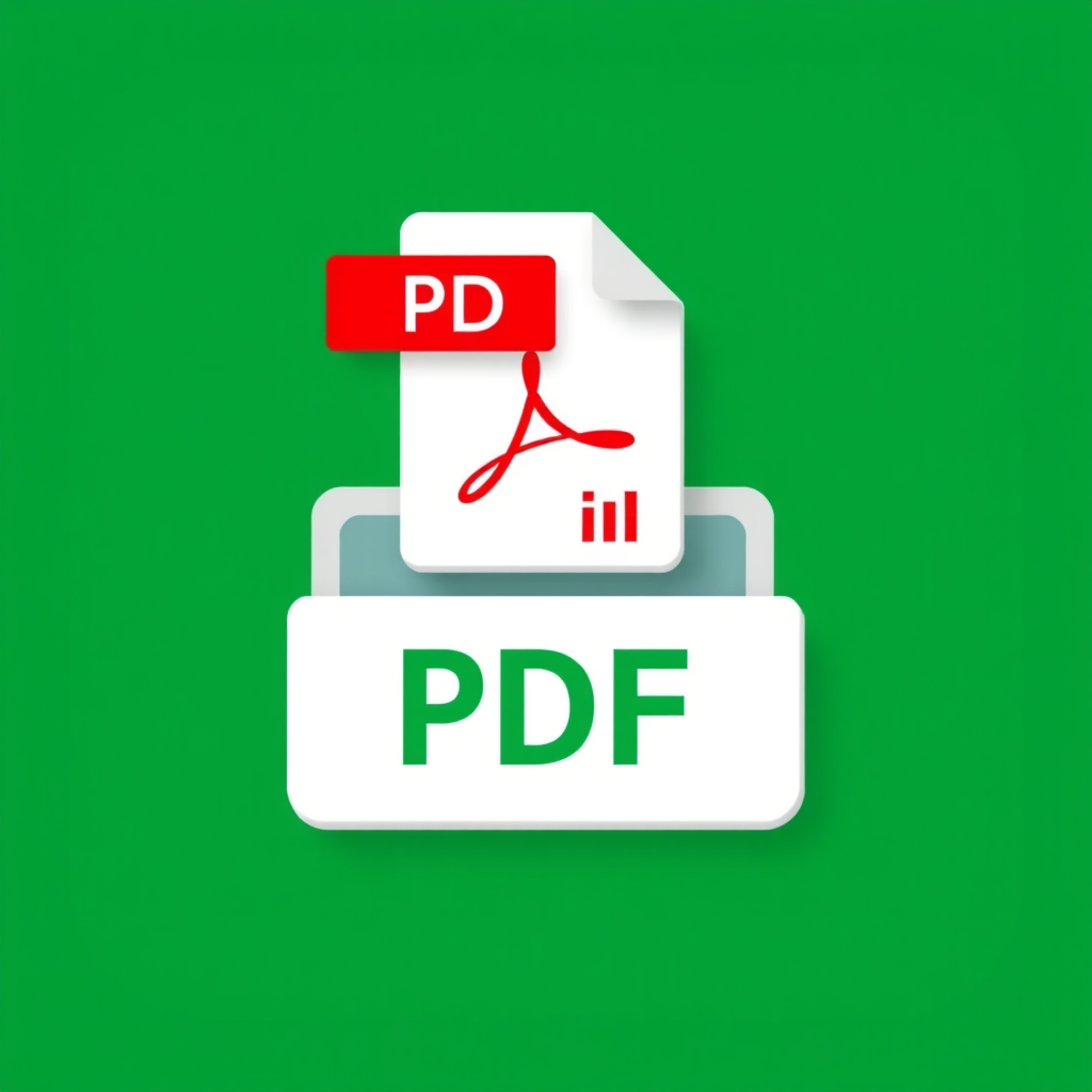 an icon of a Windows 11 file with a PDF symbol on top in a green background