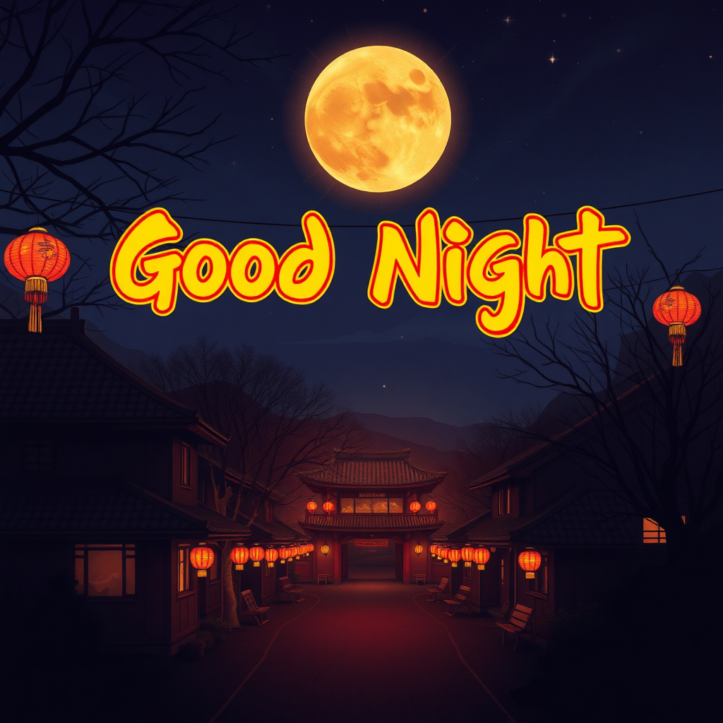 Good night. Mid-Autumn Festival. There are good night fonts above.