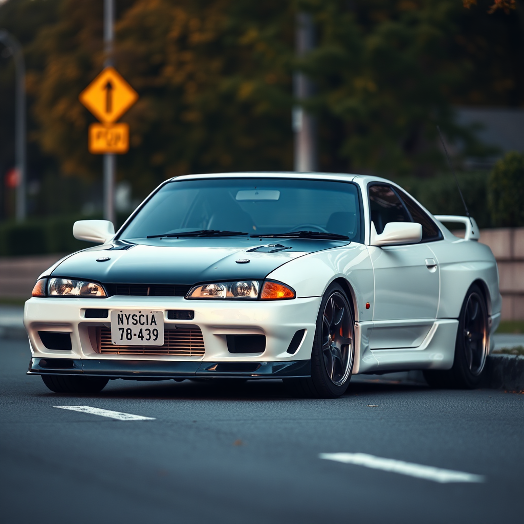 concept tuner nissan silvia s14 the car is parked on the side of the road, inspired by Taiyō Matsumoto, tumblr, restomod, nd4, c4