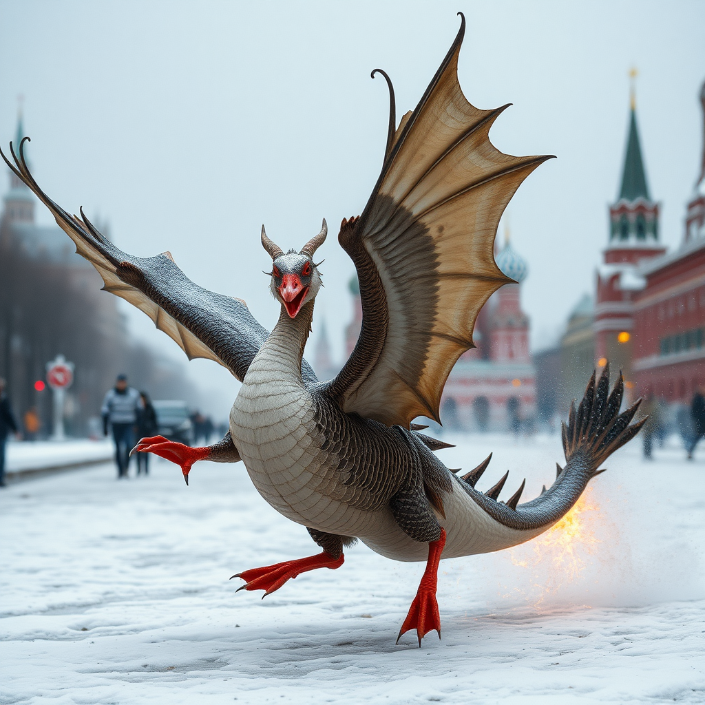 Goose dragon hybrid attacking Moscow