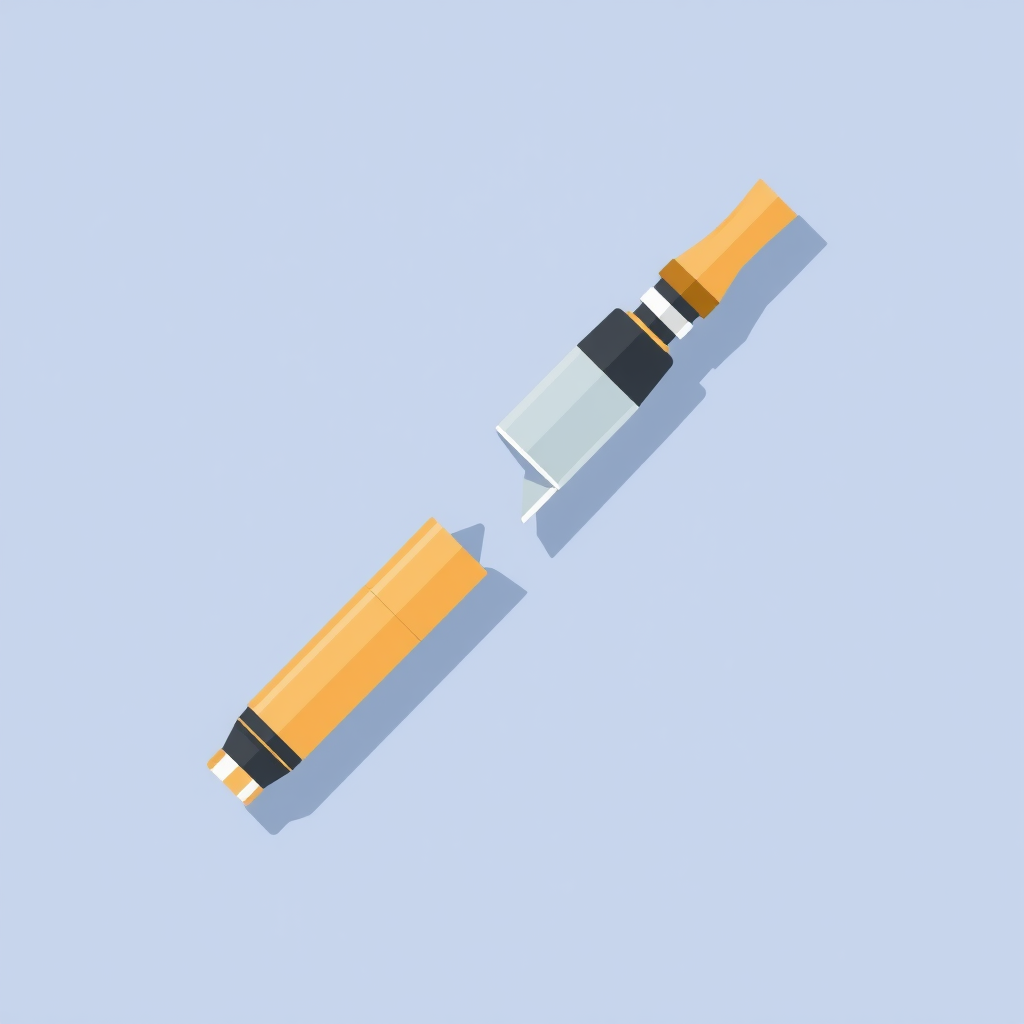 flat icon of a broken vape pen device snapped in half