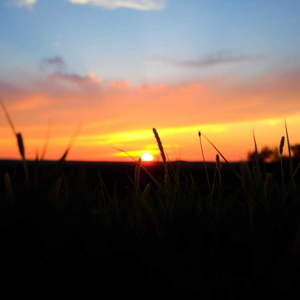 Beautiful sunset, real photo, macro scene, high definition.