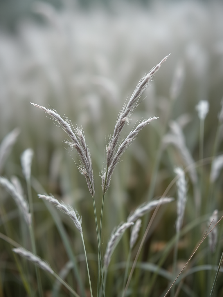 Draw the silver grass with a blurred background.