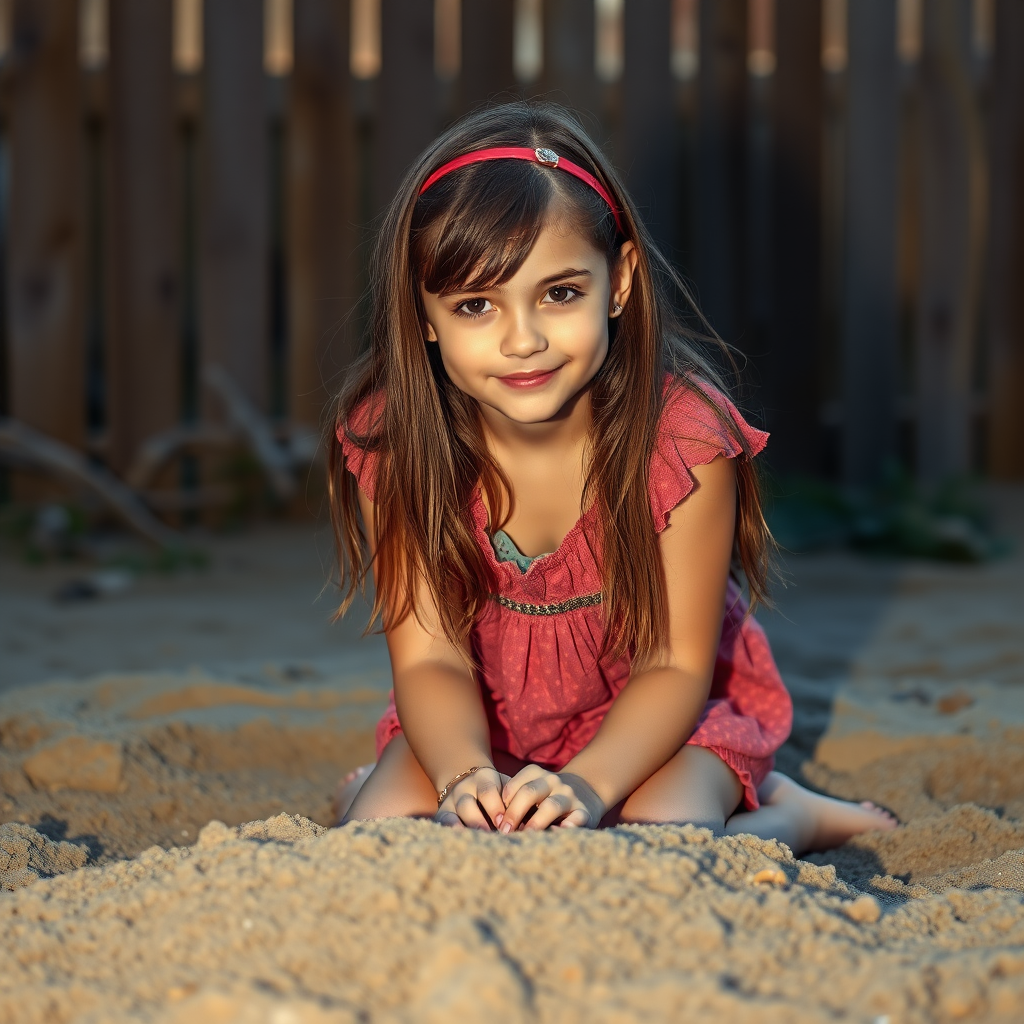 16 year old goth girl kneeling in a sandbox