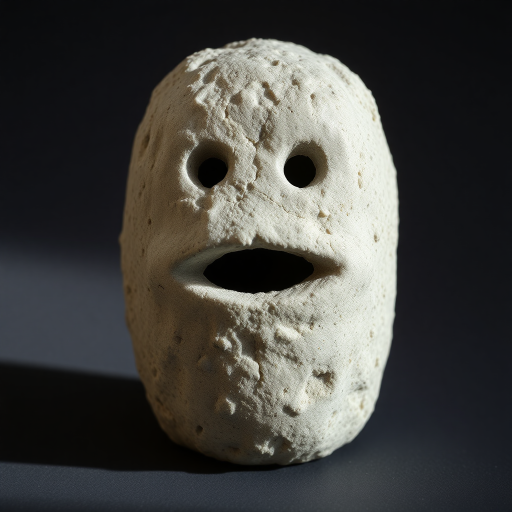 A normal stone with a mouth without eyes