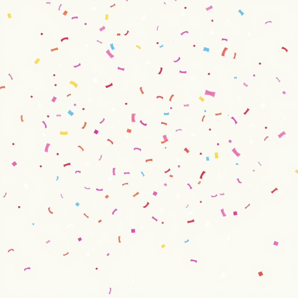 big confetti in the air, white background, realistic, beautiful, evenly distributed