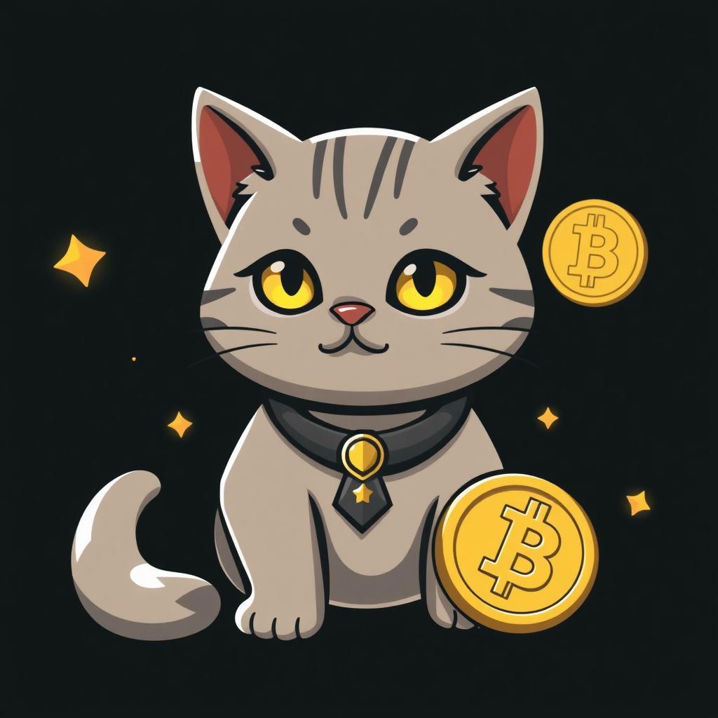 catcoin, crypto, unique design, dark palette, cute but professional