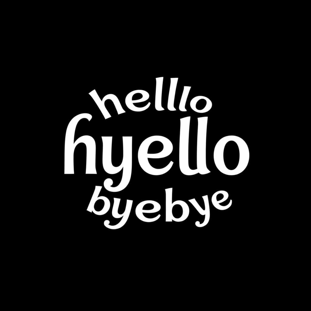 An ambigram design that reads "hello" when right side up and "byebye" when upside down.