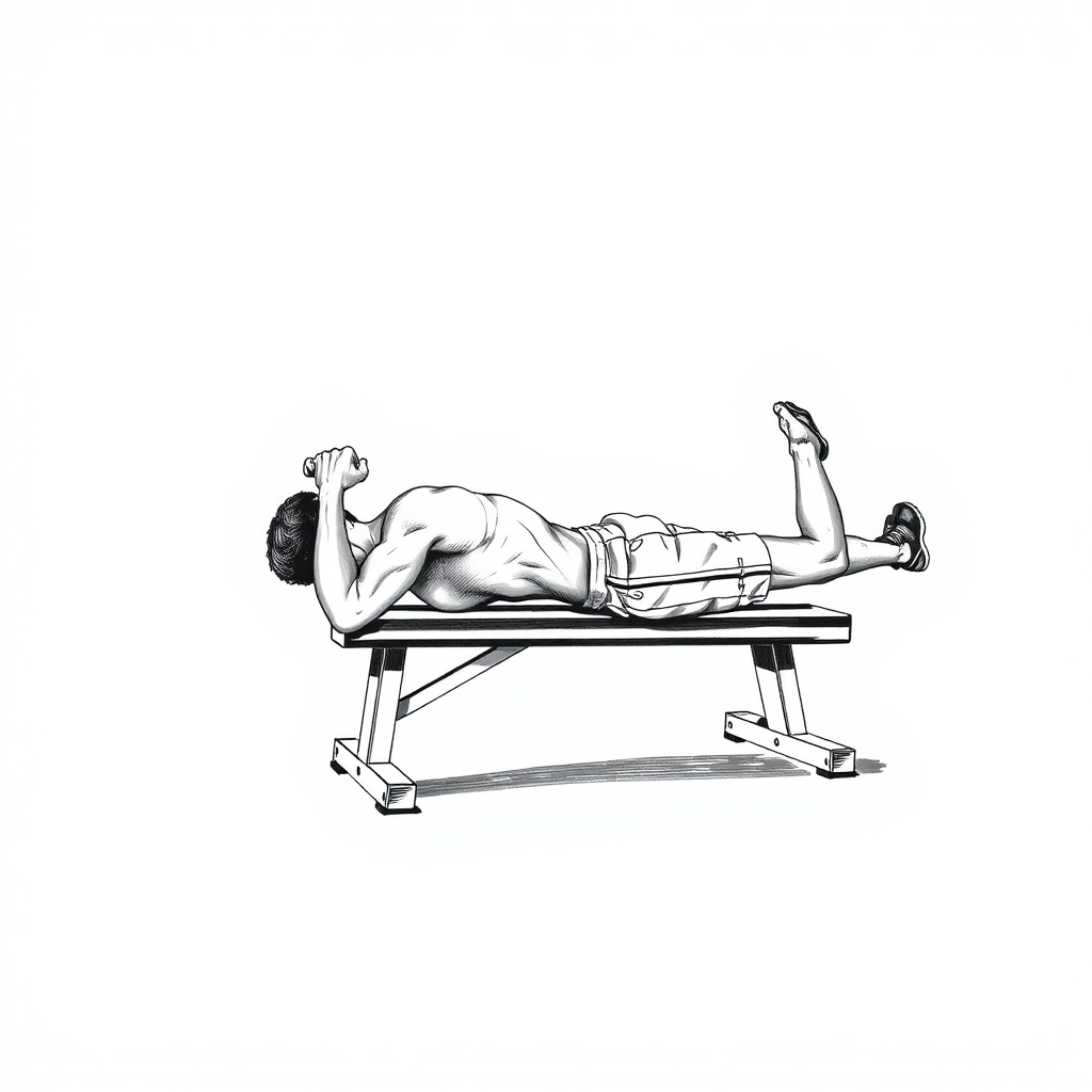 benchpress exercise, drawing, black background