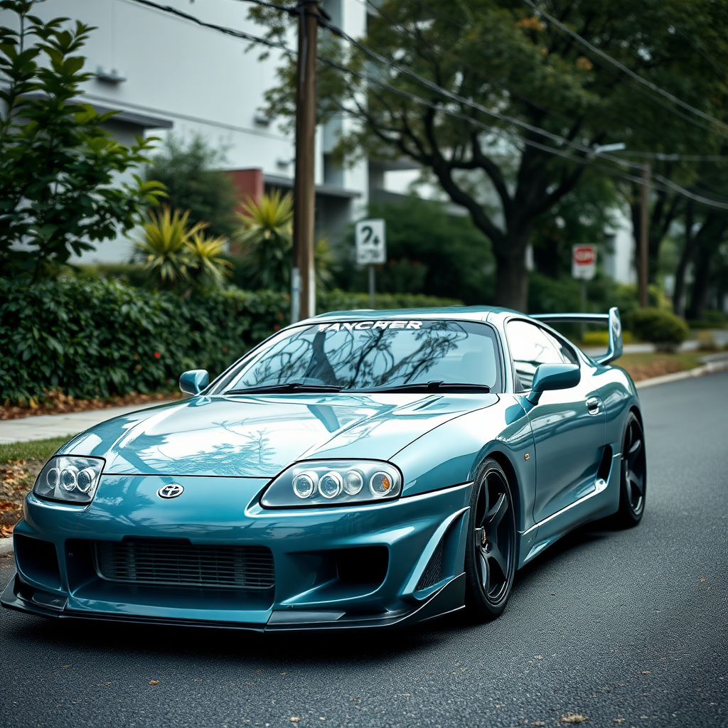 toyota supra the car is parked on the side of the road, inspired by Taiyō Matsumoto, tumblr, restomod, nd4, c4