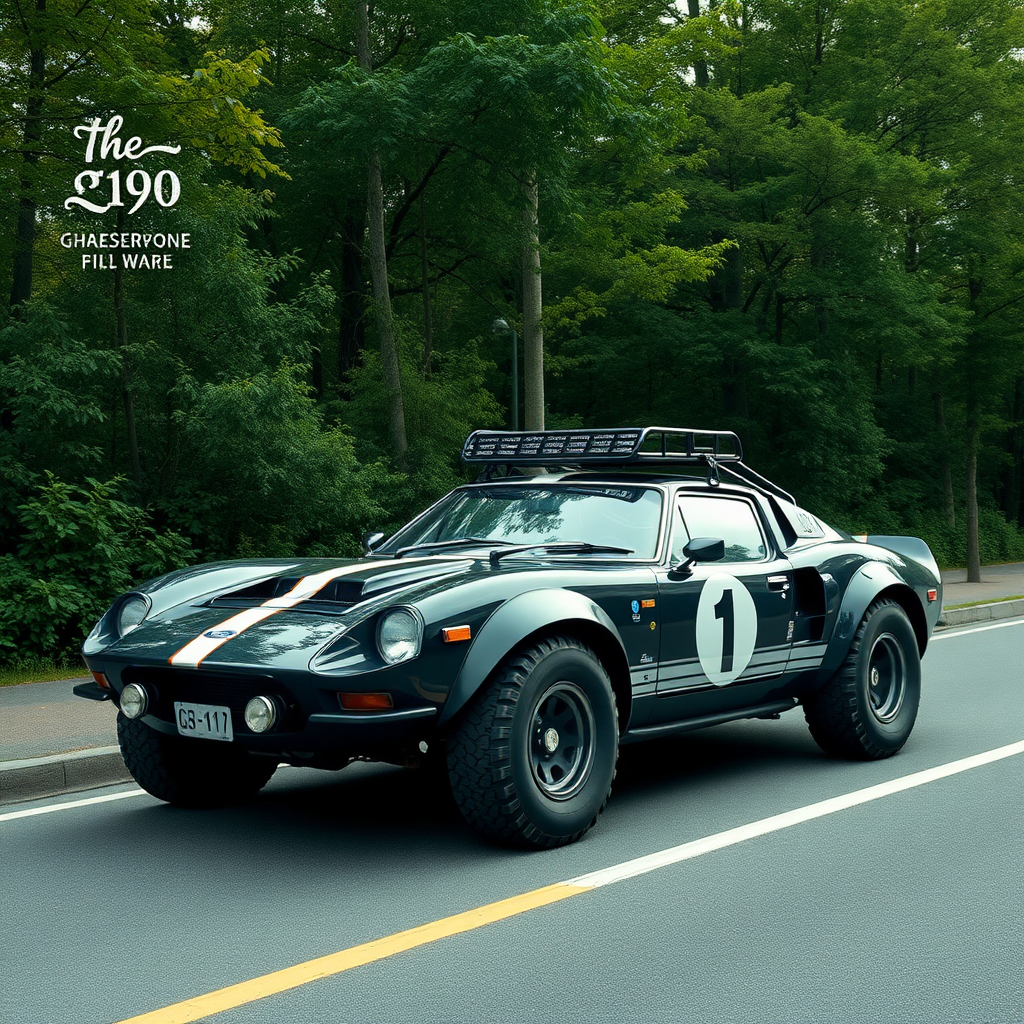 concept ford gt90 the 4x4 car is parked on the side of the road, inspired by Taiyō Matsumoto, tumblr, restomod, nd4, c4