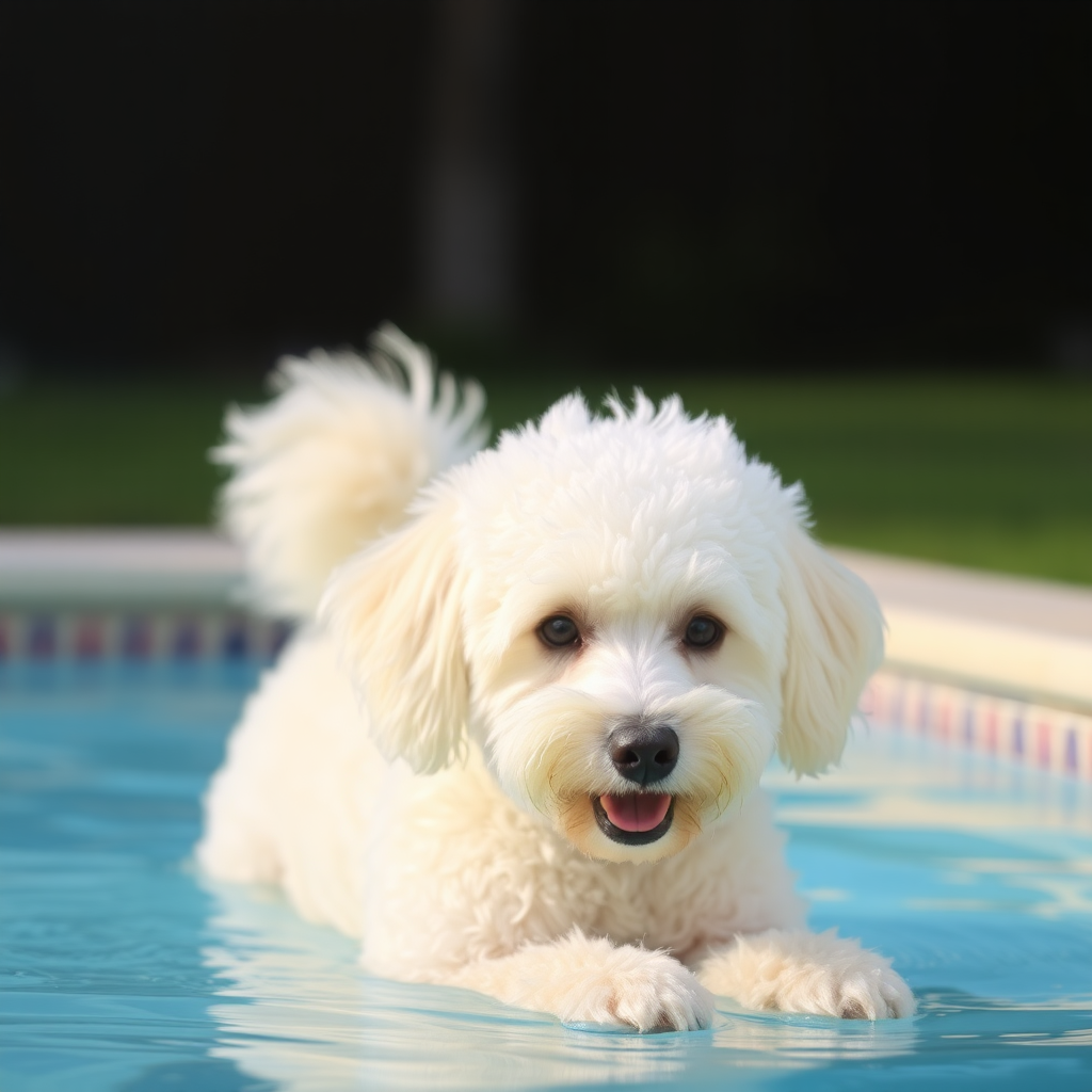 Poodle in the pool