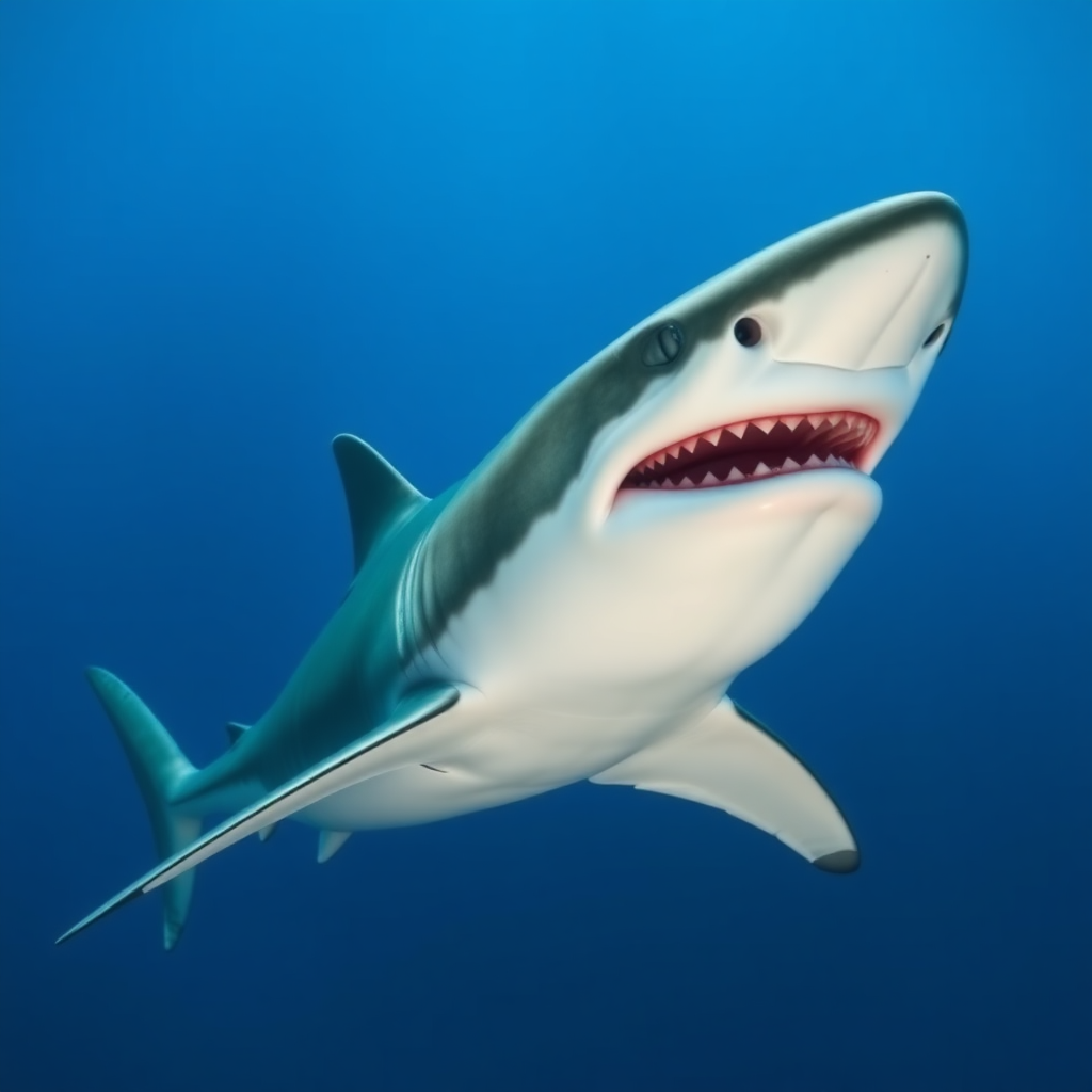 Mako shark in a deep blue ocean, realistic