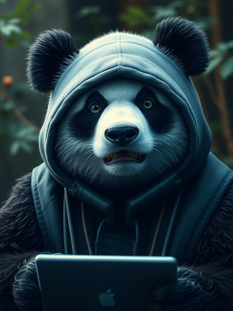 A hacker panda bear