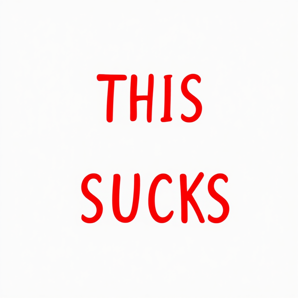 a simple monotype red text against a white background reading "THIS WEBSITE SUCKS"