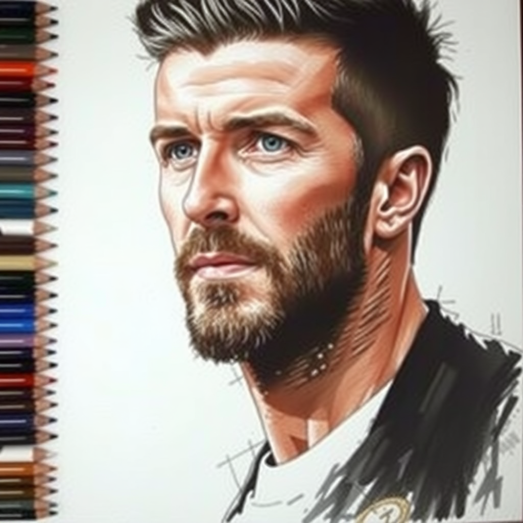 Realistic Pastel drawing portrait of David Beckham by a professional art studio