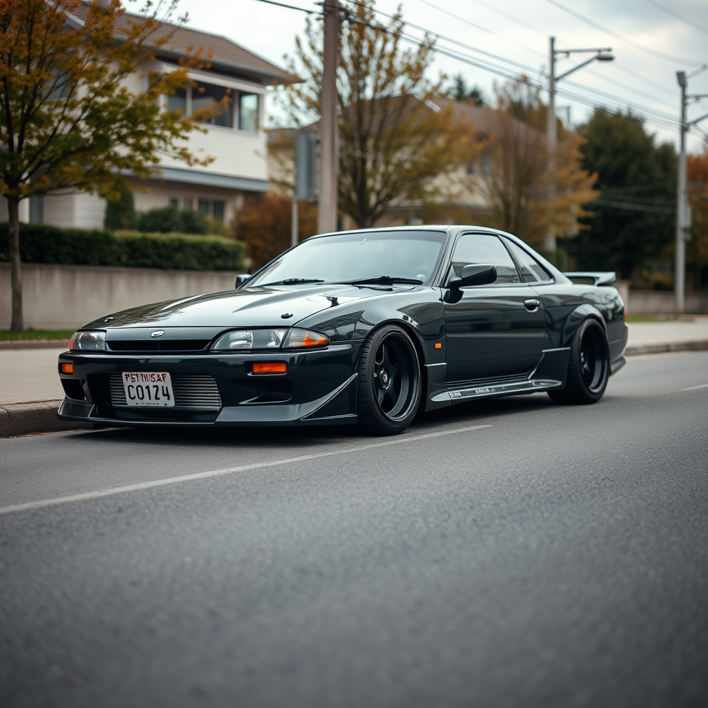 nissan silvia s14 the car is parked on the side of the road, inspired by Taiyō Matsumoto, tumblr, restomod, nd4, c4