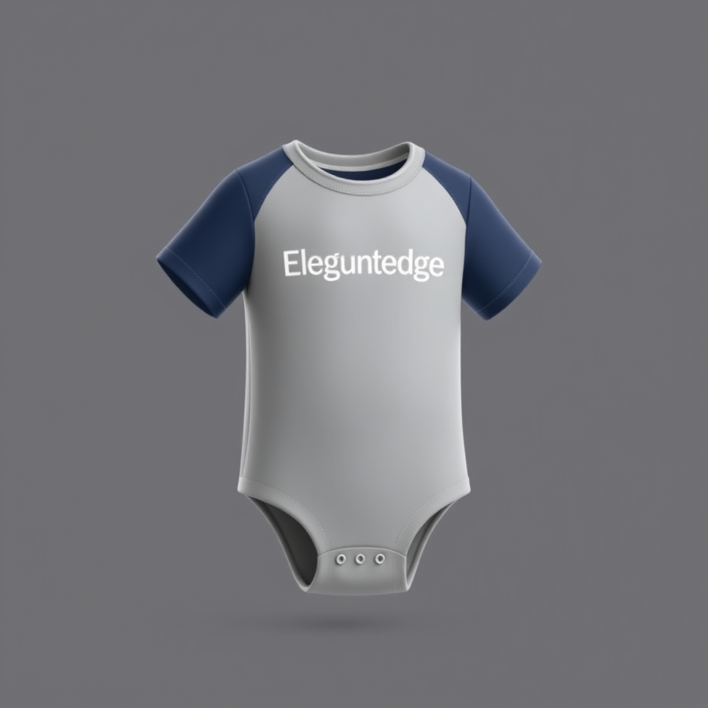 **Prompt for 3D Modeling Icon - Boys' Short Sleeve Crewneck Bodysuits for Elegantedge:**

Design a stylish 3D icon for **boys' short sleeve crewneck bodysuits** under the **Elegantedge** brand. The bodysuit should have a comfortable, fitted silhouette with clean lines and smooth edges, emphasizing premium fabric and durability. Highlight practical details like snap closures at the bottom, a simple crewneck, and soft seams, ensuring both comfort and versatility for active toddlers.

The **Elegantedge** branding should be subtly placed on the chest or sleeve in a modern, bold font, reflecting a blend of elegance and youthful energy. Use a neutral or slightly bold color palette (navy, grey, or white) to convey a timeless yet edgy look, making it perfect for everyday wear. The overall design should embody **Elegantedge's** commitment to high-quality, stylish essentials for boys.