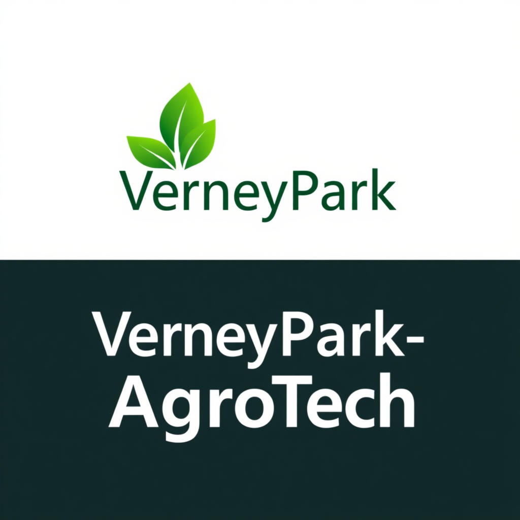 To create a visually striking and memorable logo for "VerneyPark-AgroTech," the design should reflect innovation, sustainability, and the forward-thinking nature of agricultural technology. The logo should evoke a sense of growth, connection with nature, and cutting-edge solutions.

Incorporating natural elements like leaves, crops, or a subtle depiction of the earth can symbolize the agricultural focus, while sleek, modern lines or abstract shapes can highlight the technology aspect. The typography should be clean and contemporary, with "VerneyPark" standing strong and distinguished, while "AgroTech" can be presented in a way that reflects innovation—perhaps with a futuristic font or stylized design.

A color palette inspired by nature, such as earthy greens, blues, or rich browns, can create a connection to the agricultural world, balanced with a hint of metallic or tech-inspired hues to convey modernity and innovation. The overall logo should merge the concepts of tradition and technology, representing VerneyPark-AgroTech’s role in revolutionizing agriculture while staying rooted in the environment.