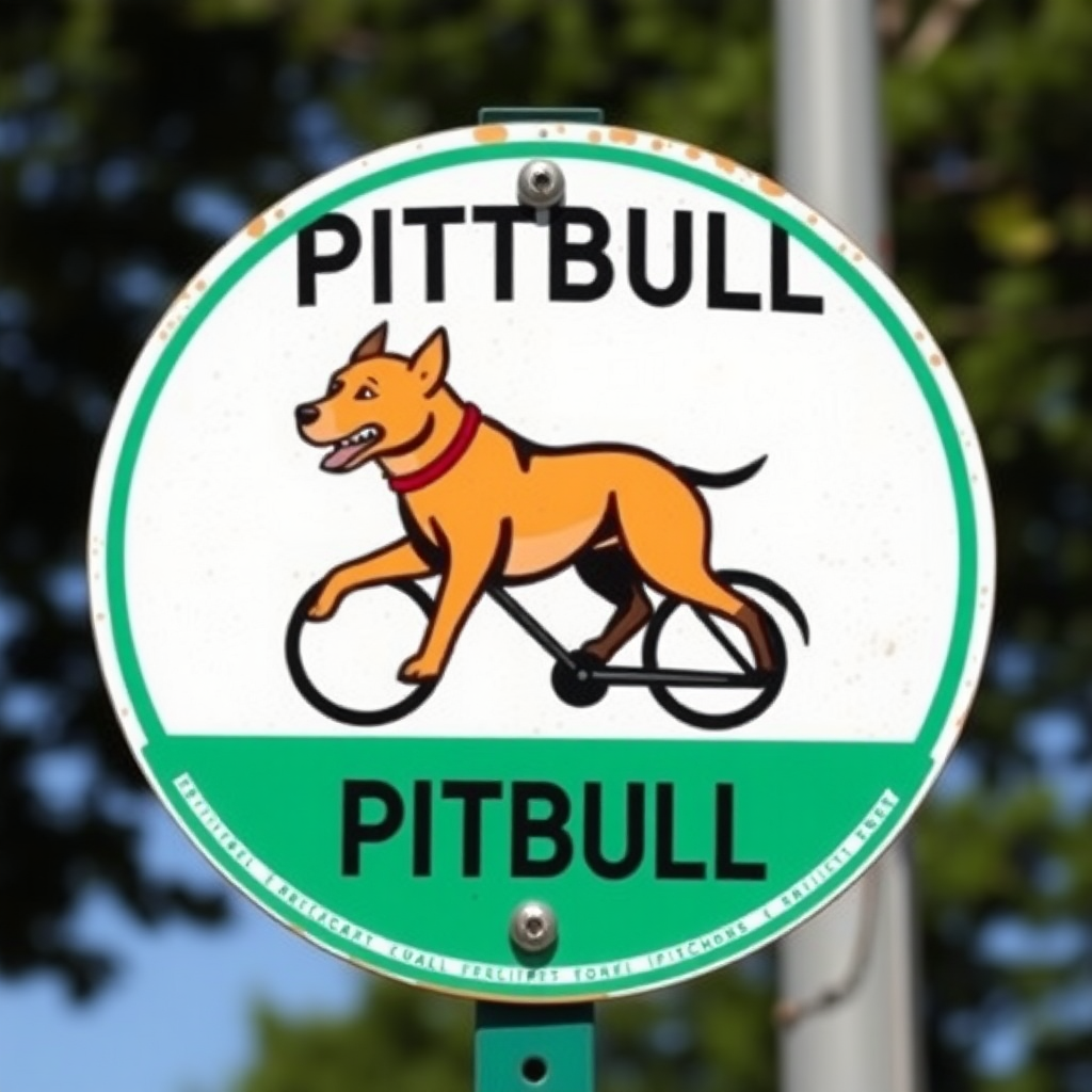 bicycle pitbull ball road sign