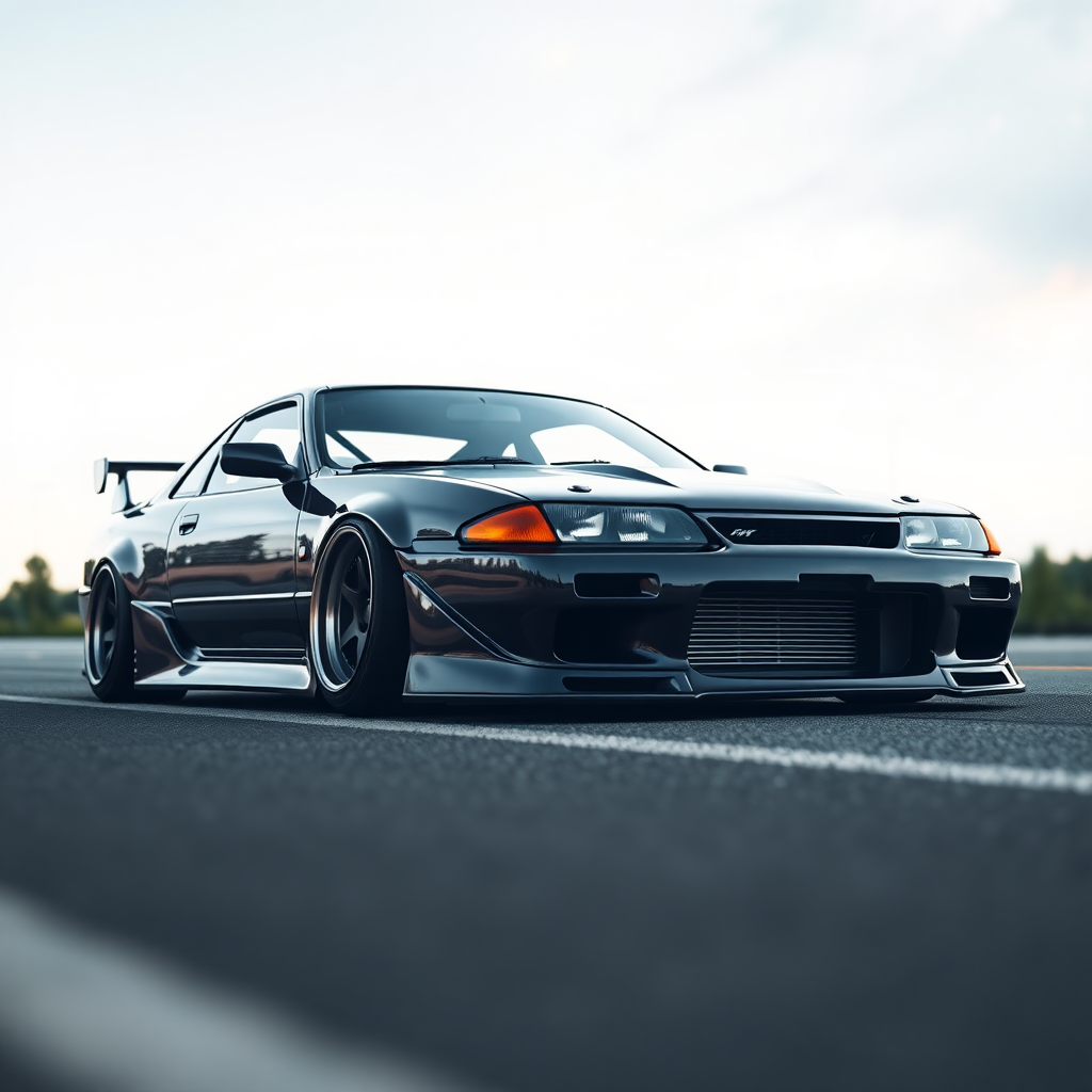 concept tuner nissan silvia s14 the car is parked on the side of the road, inspired by Taiyō Matsumoto, tumblr, restomod, nd4, c4